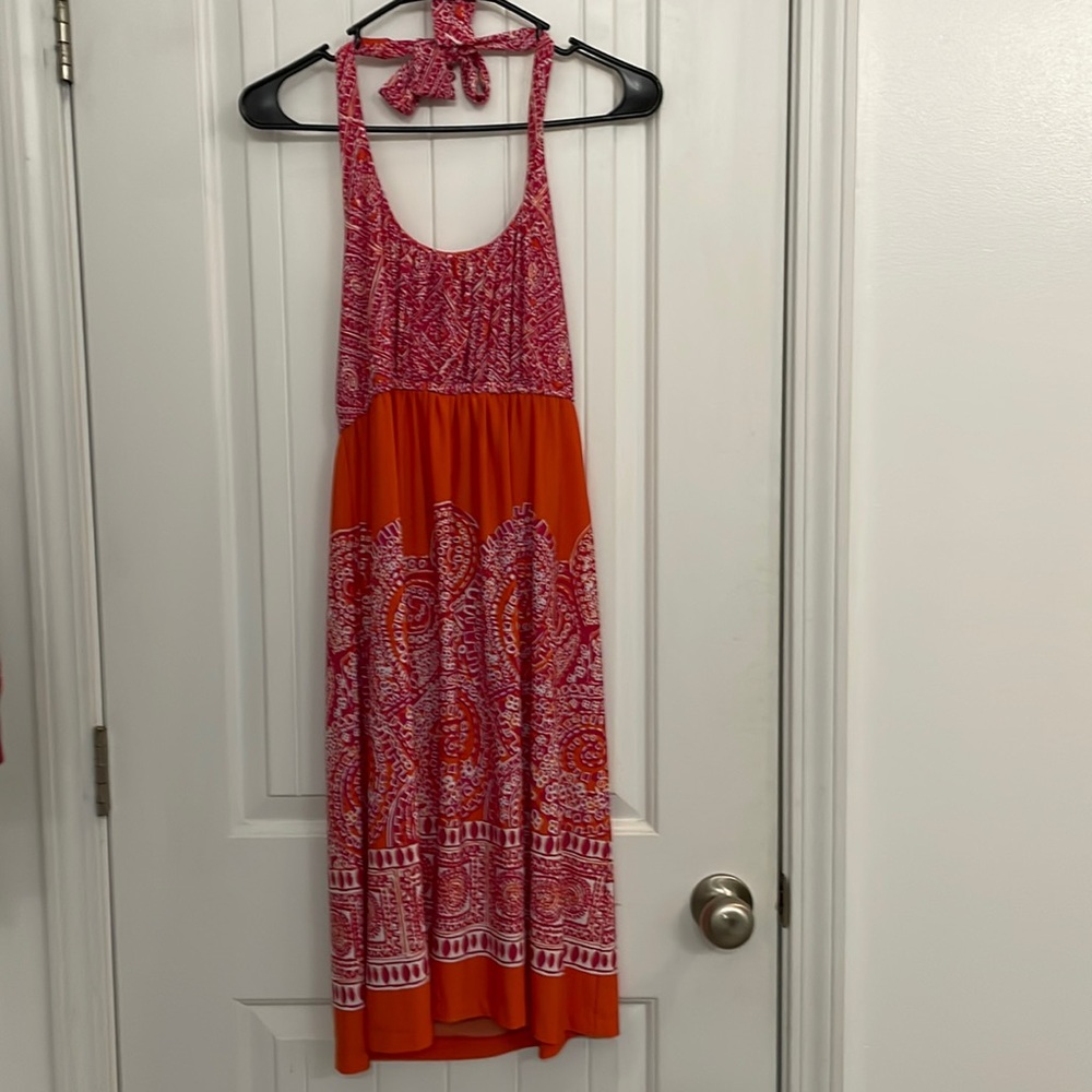 Tiana B large Orange and pink backless dress